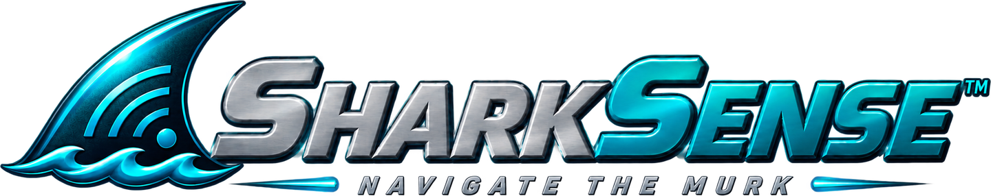 The SharkSense band: BACK OFF, THE MURK, ATTACK, with a marker showing where this hand sits.